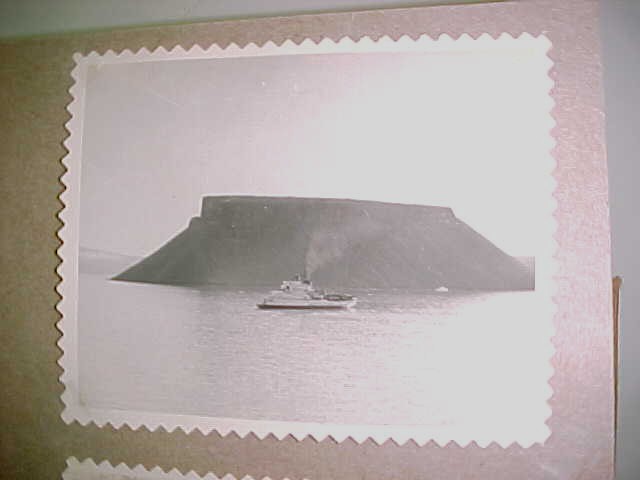 Icebreaker Westwind 1953/54 passing Mt. Dumas Thule, Greenland.